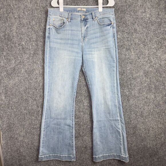 7 for All Mankind Tailorless Dojo Jeans Womens Size 32 Light Wash - Picture 1 of 12